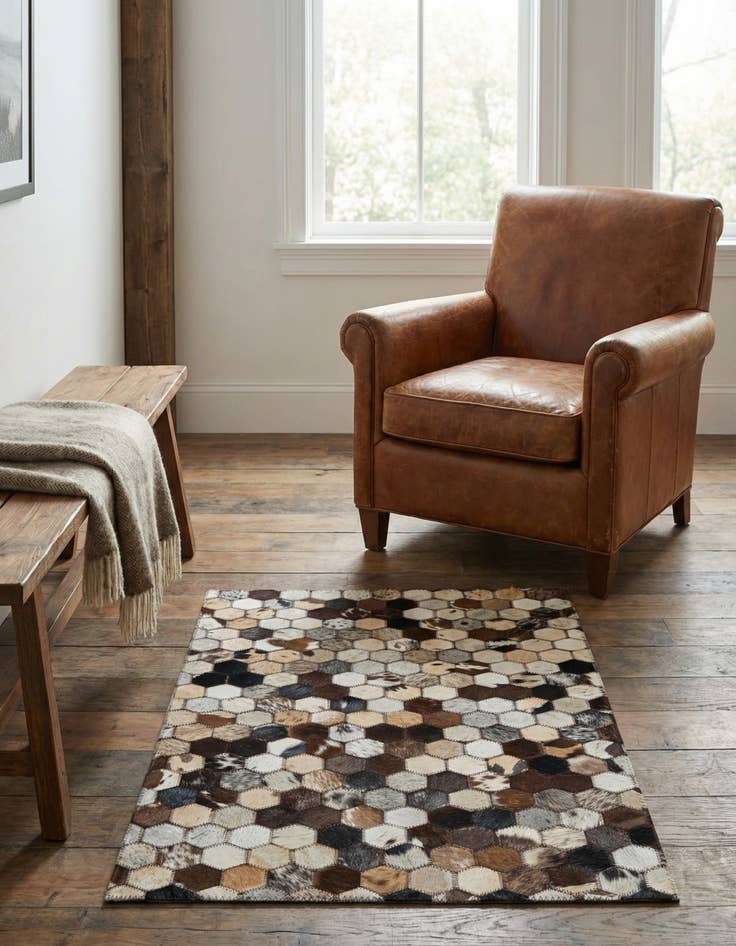 Detail image of 2' x 3' 1 Cowhide Leather Rug