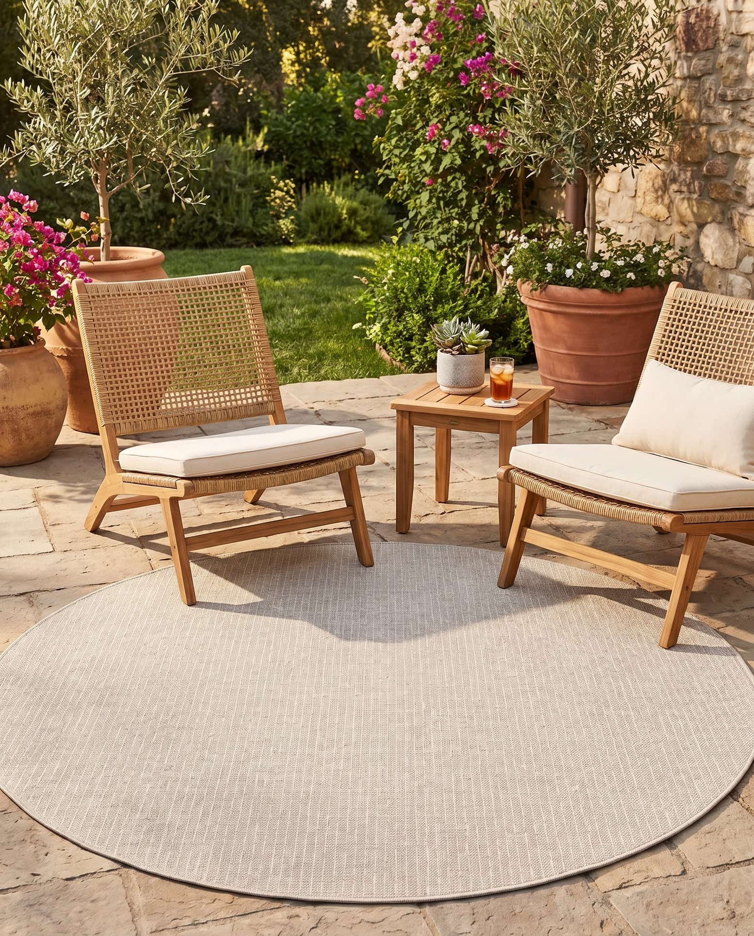 7' 10 x 7' 10 Easy-Clean Checkered Indoor / Outdoor Round Rug