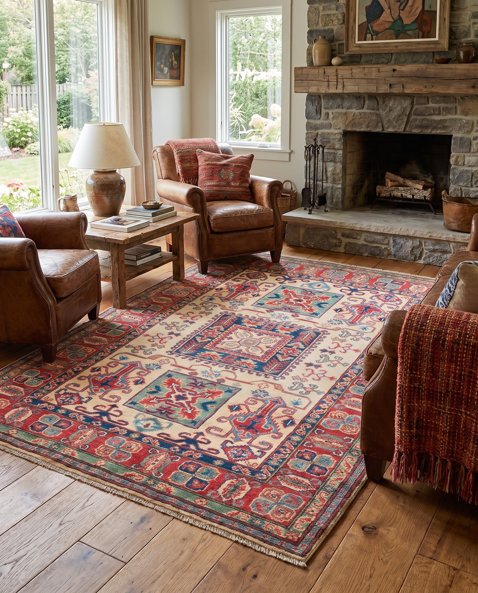 4' 2 x 6' 3 Hand Knotted Kazak Rug