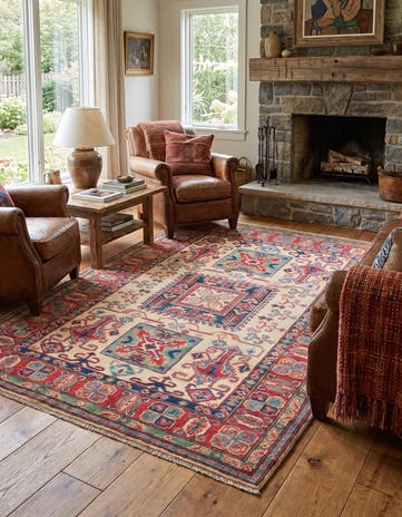 4' 2 x 6' 3 Hand Knotted Kazak Rug