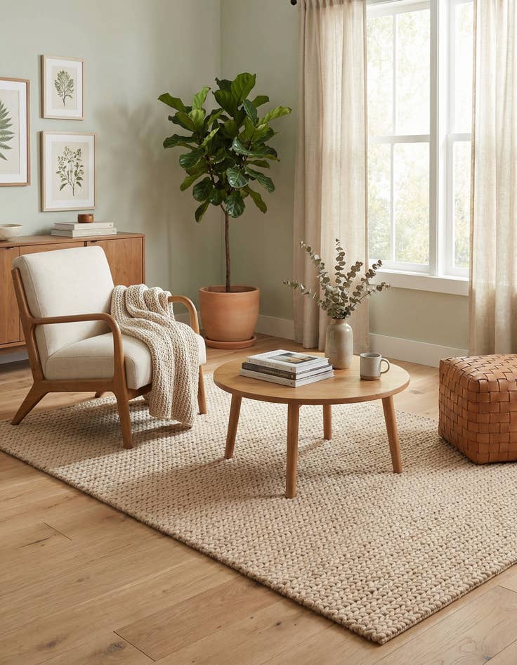 Detail image of 5' 1 x 8'  Hand Woven Lana New Zealand Wool Rug