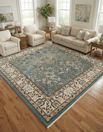 Blue Nain Design Square Rug