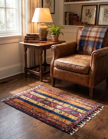 1' 4 x 2' Hand Knotted Ziegler Rug