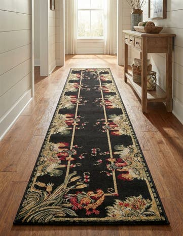 Black Pastoral Runner Rug