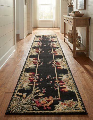 Black Pastoral Runner Rug
