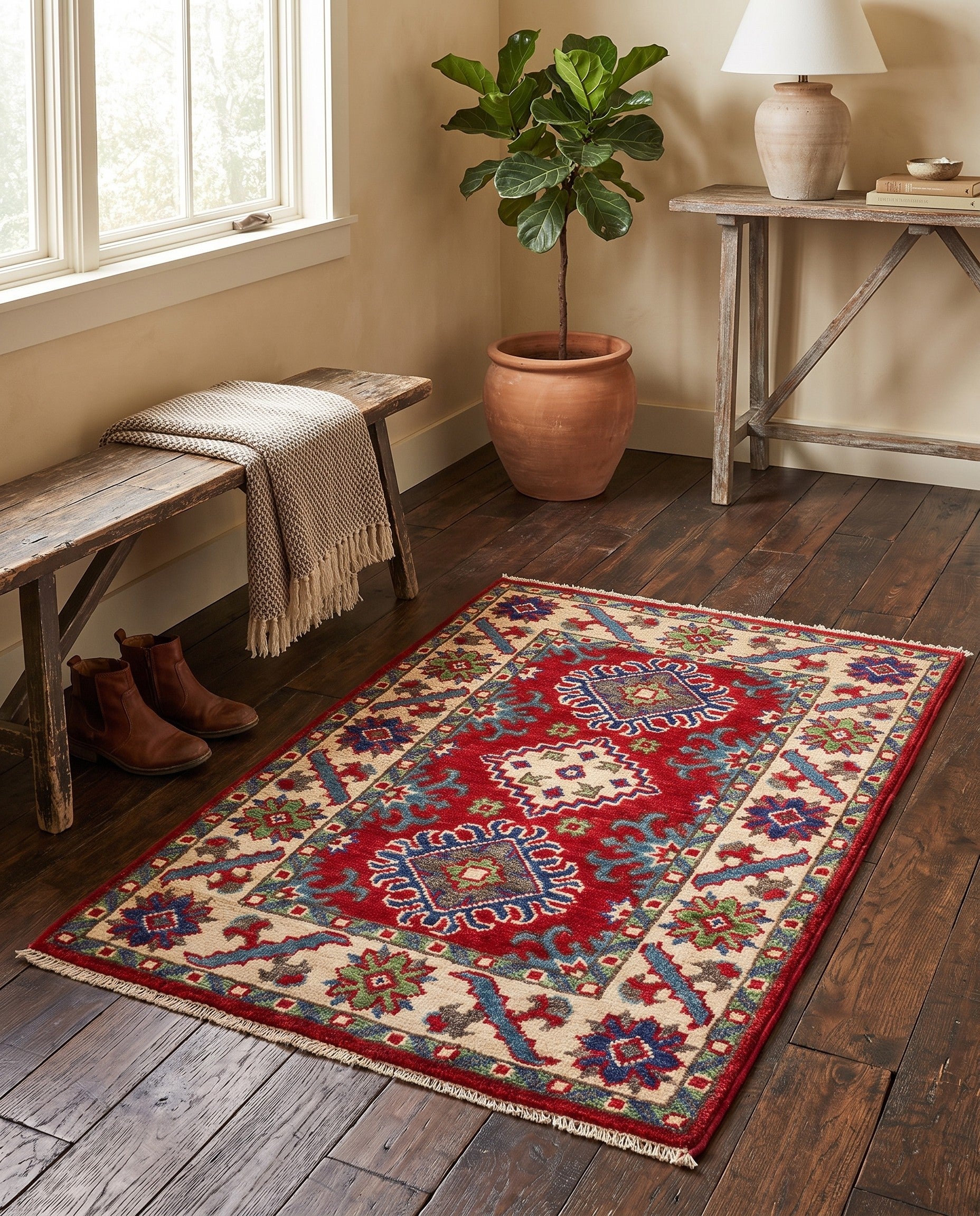2' x 3' 1 Hand Knotted Kazak Rug