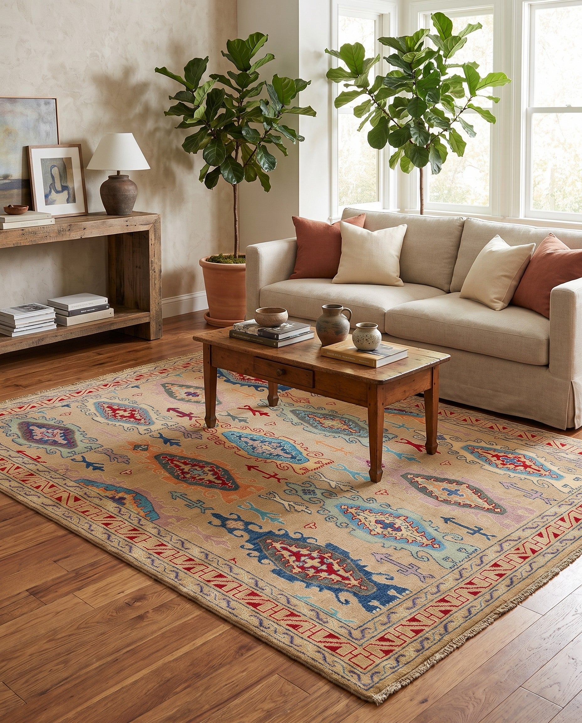 5' 6 x 7' 4 Hand Knotted Kazak Rug