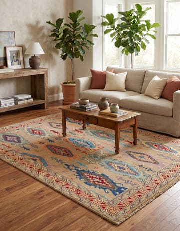 5' 6 x 7' 4 Hand Knotted Kazak Rug