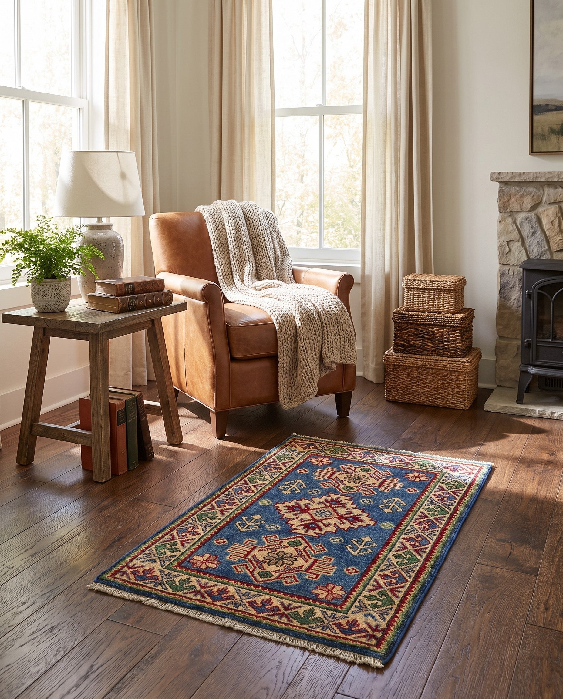 1' 11 x 2' 11 Hand Knotted Kazak Rug