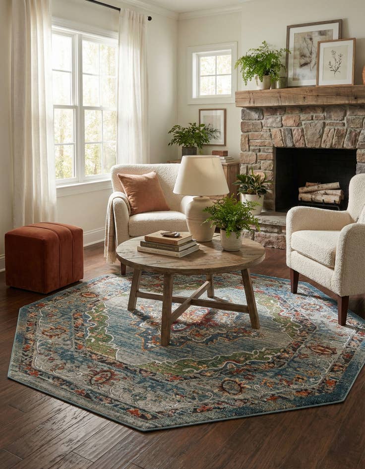 Detail image of 7' 10 x 7' 10 Isabella Octagon Rug