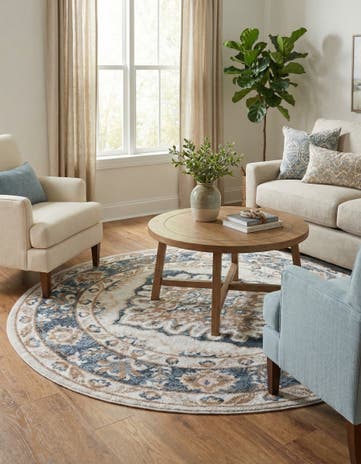 Cream Oxford Round Rug