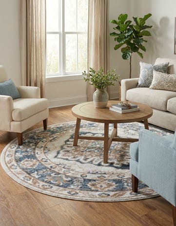 Cream Oxford Round Rug