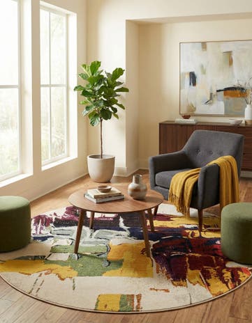 Beige Washable Hyacinth Round Rug