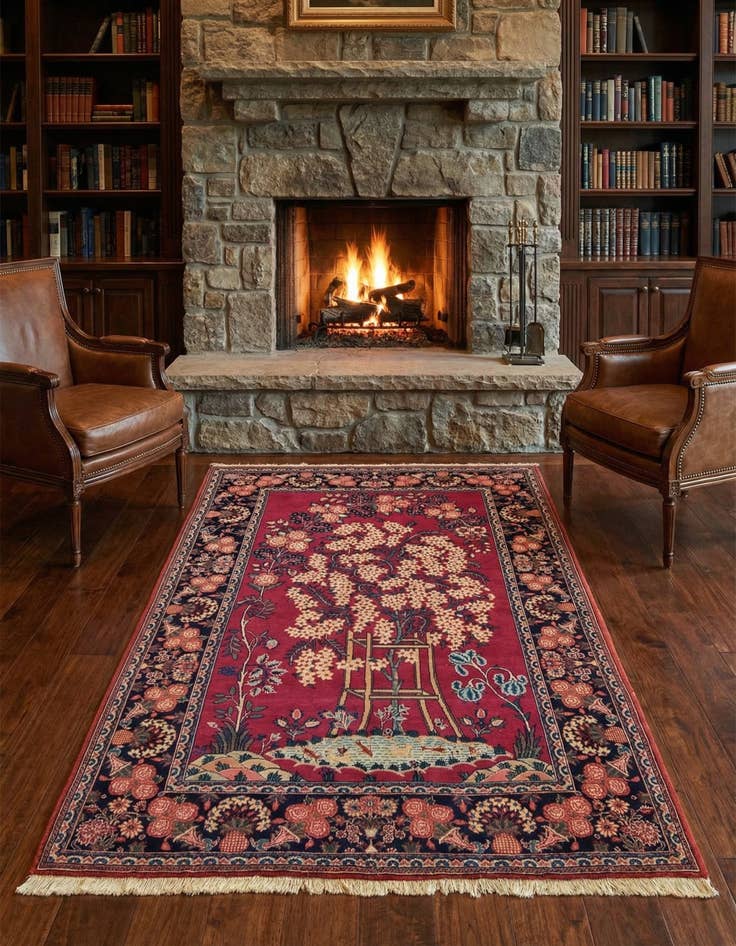 Detail image of 3' 7 x 5' 1 Kashan Wool Rug