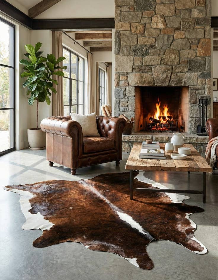 Detail image of 5' 1 x 6' 3 Cowhide Leather Rug