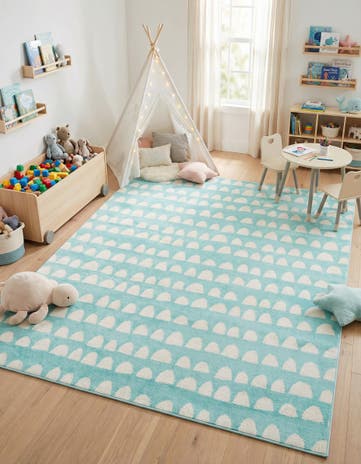 Clear Blue Whimsy Kids Rug