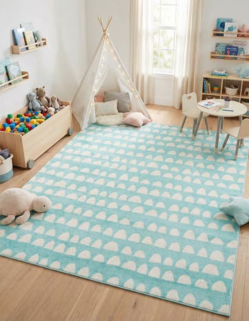 Clear Blue Whimsy Kids Rug