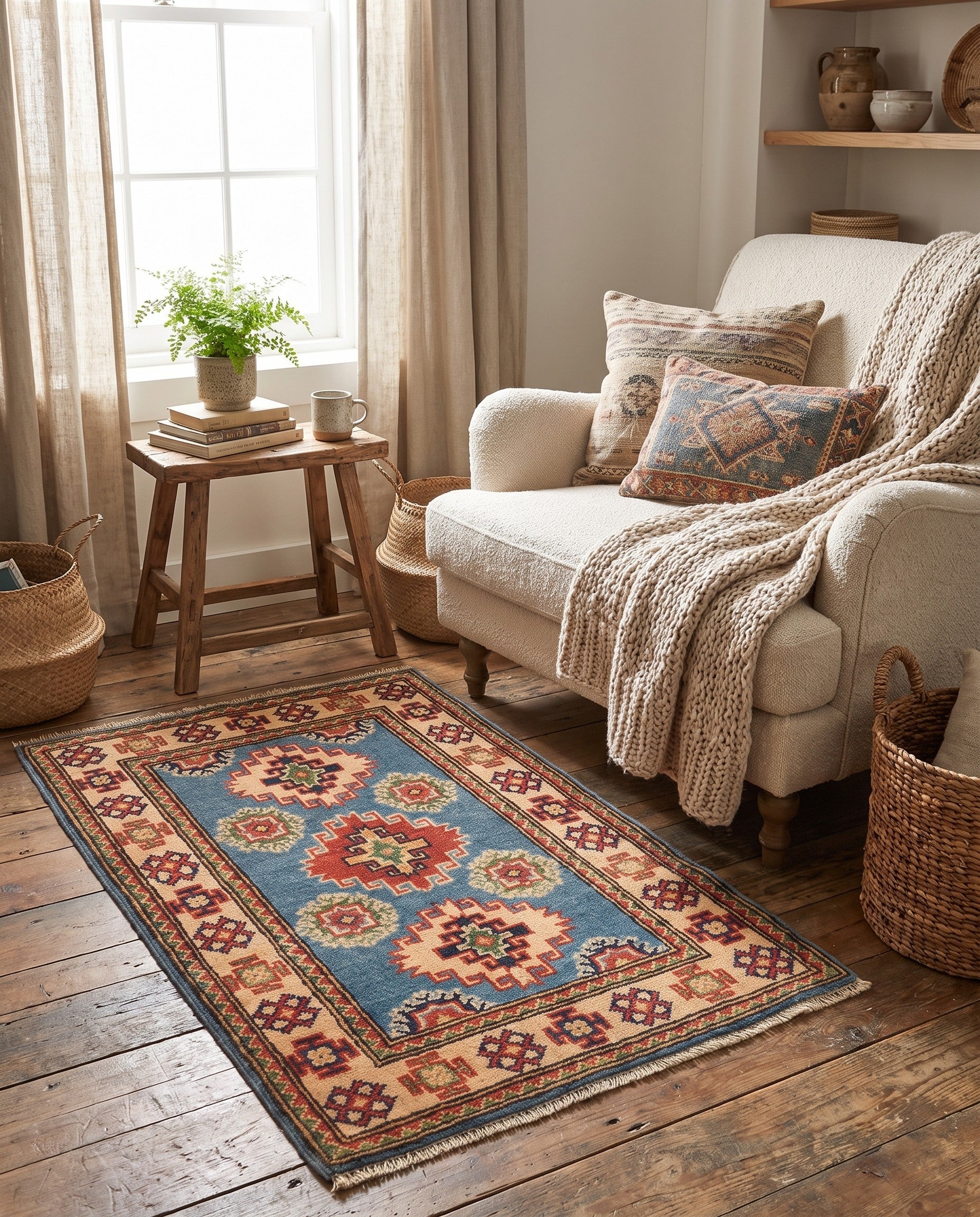 1' 11 x 3' 1 Hand Knotted Kazak Rug