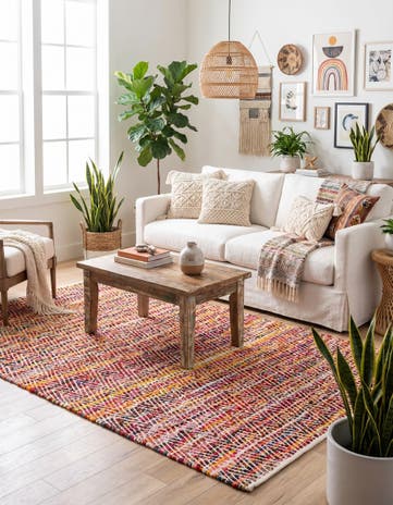 5' 1 x 8' Hand Woven Chindi Chevron Rug
