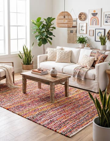5' 1 x 8' Hand Woven Chindi Chevron Rug