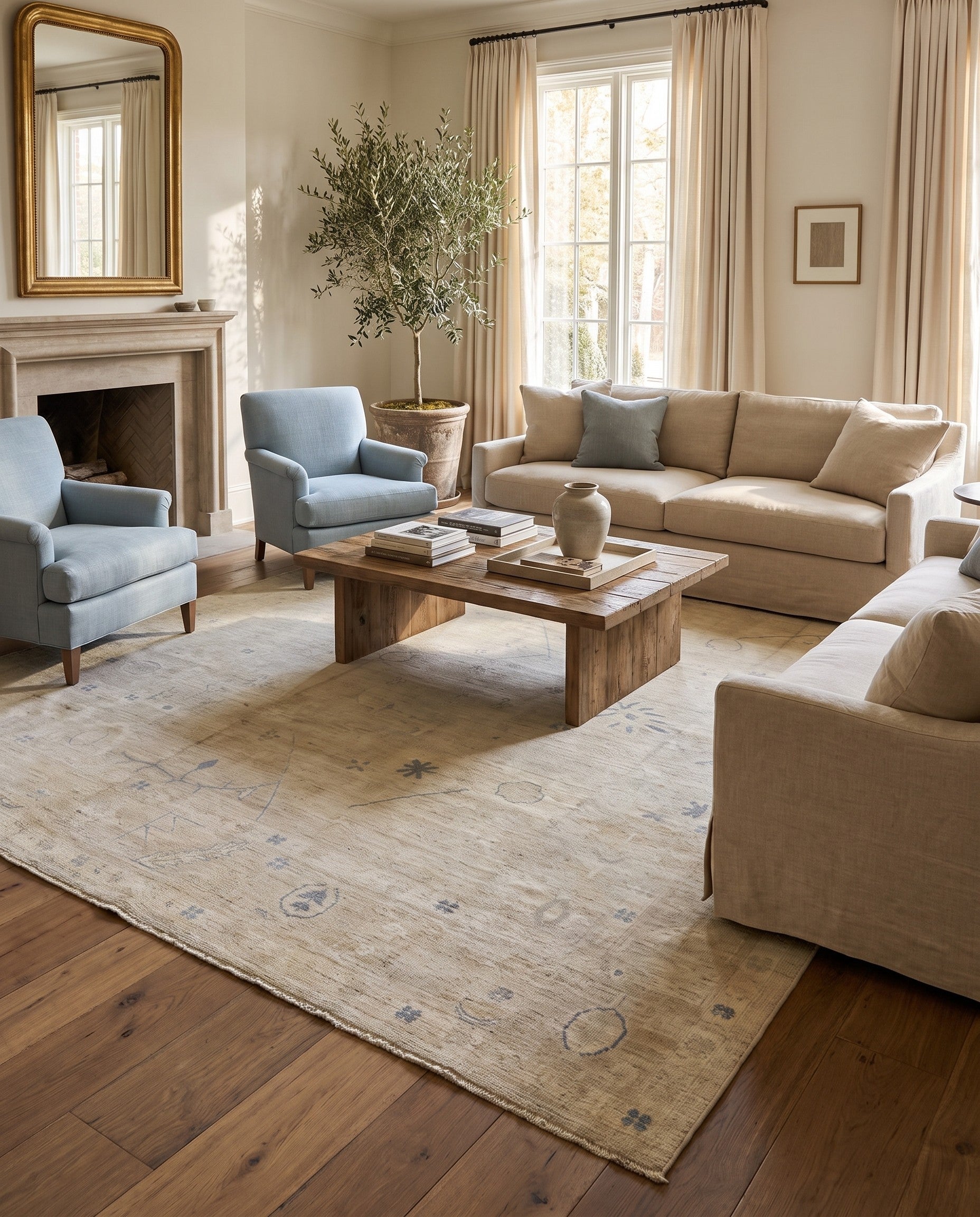 8' 10 x 11' 8 Hand Knotted Oushak Wool Rug