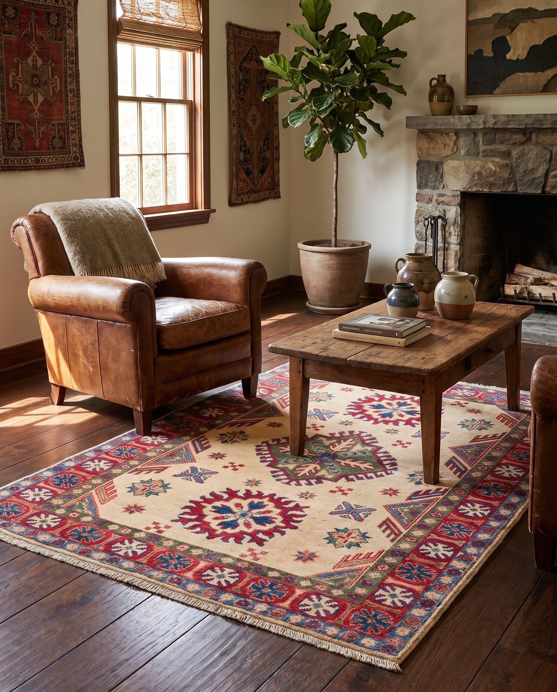 3' 3 x 4' 8 Hand Knotted Kazak Rug