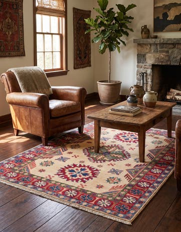 3' 3 x 4' 8 Hand Knotted Kazak Rug