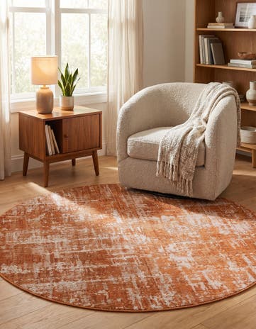 Orange Valencia Round Rug