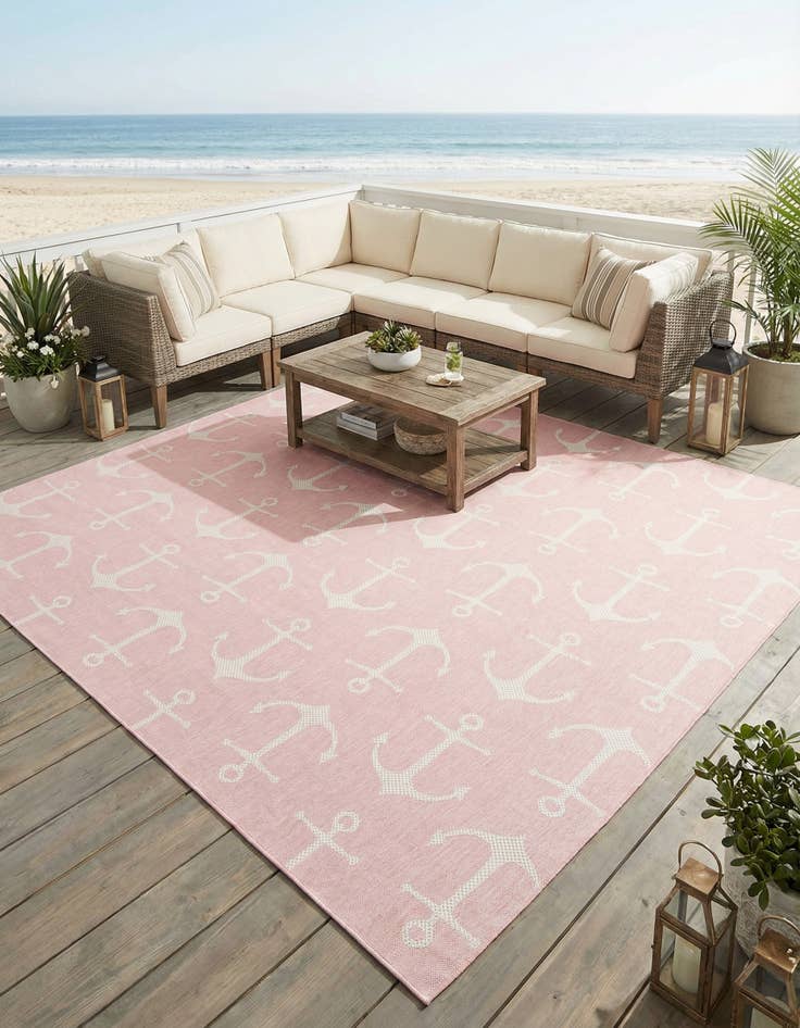 Detail image of 10' x 10'  Washable Coastal Indoor / Outdoor Square Rug
