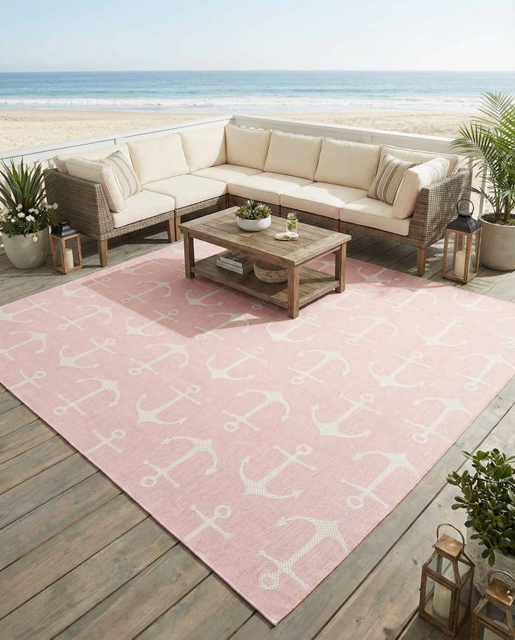 Detail image of 10' x 10' Easy-Clean Coastal Indoor / Outdoor Square Rug
