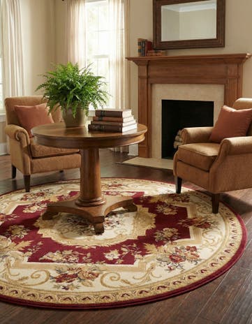 Red Chateau Round Rug