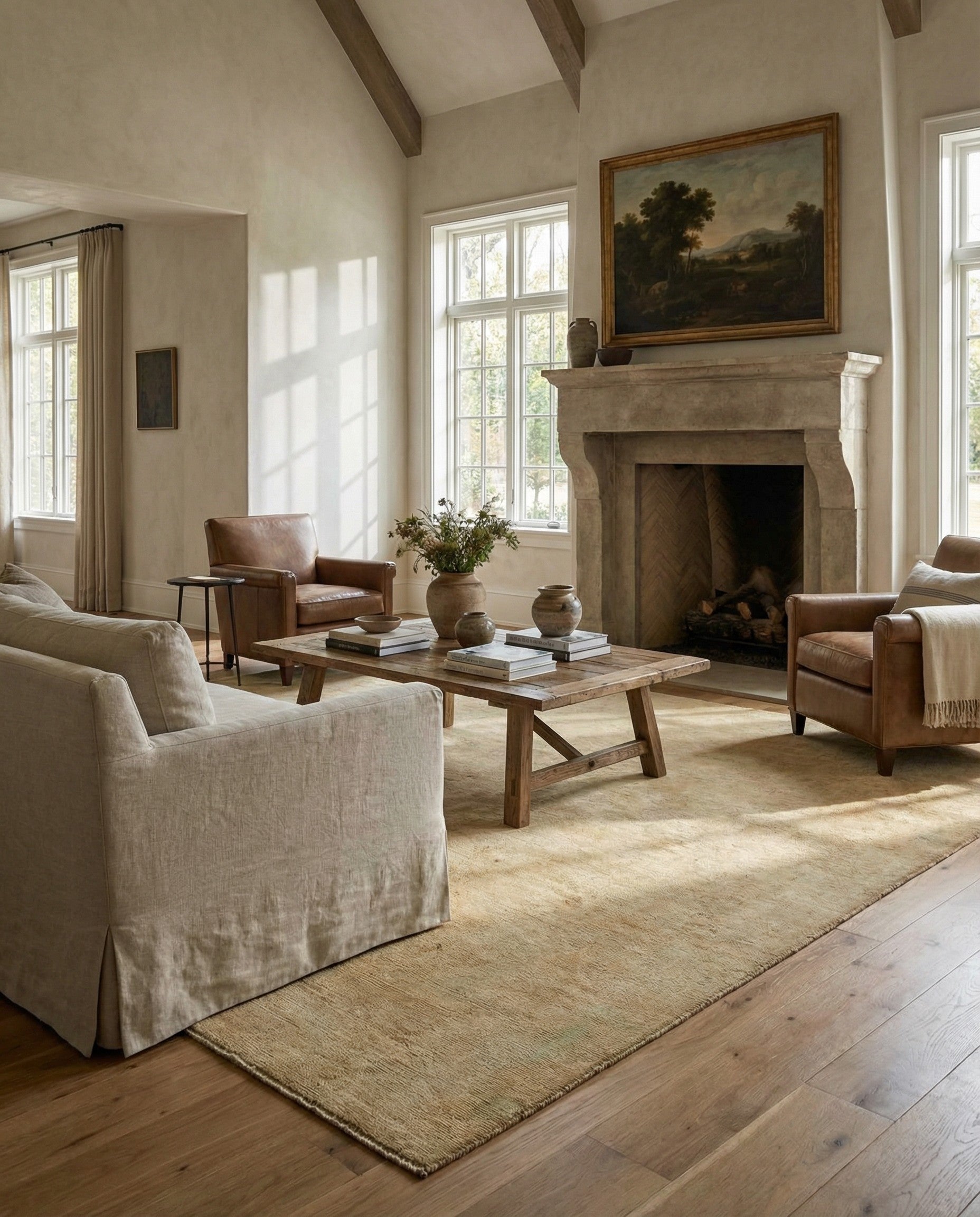 6' 6 x 9' 8 Hand Knotted Oushak Wool Rug