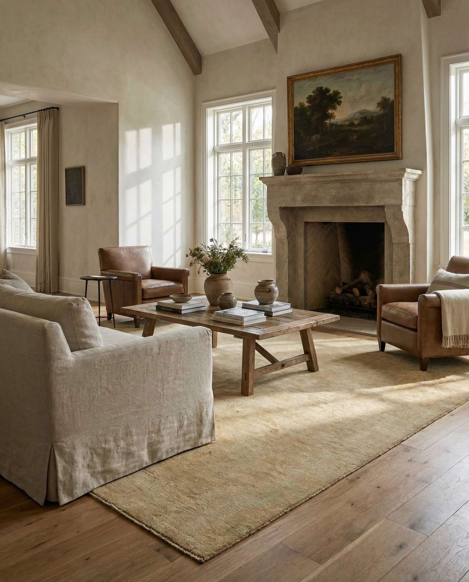 6' 6 x 9' 8 Hand Knotted Oushak Wool Rug