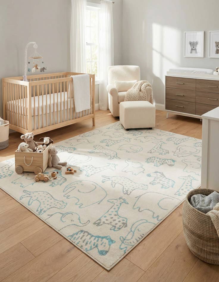 Detail image of 7' 10 x 10' Animals Whimsy Kids Rug