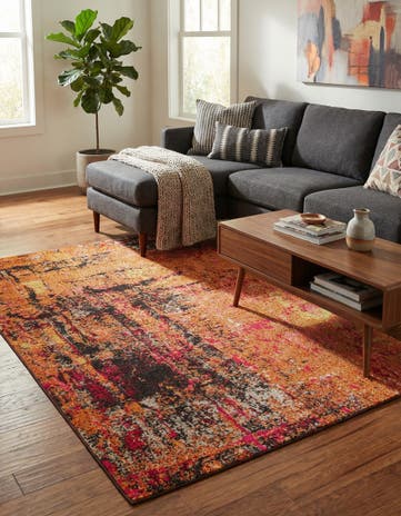 Orange Washable Casablanca Rug