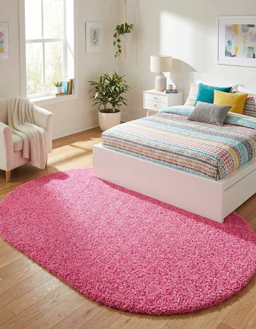 5' 3 x 8' Solid Shag Oval Rug