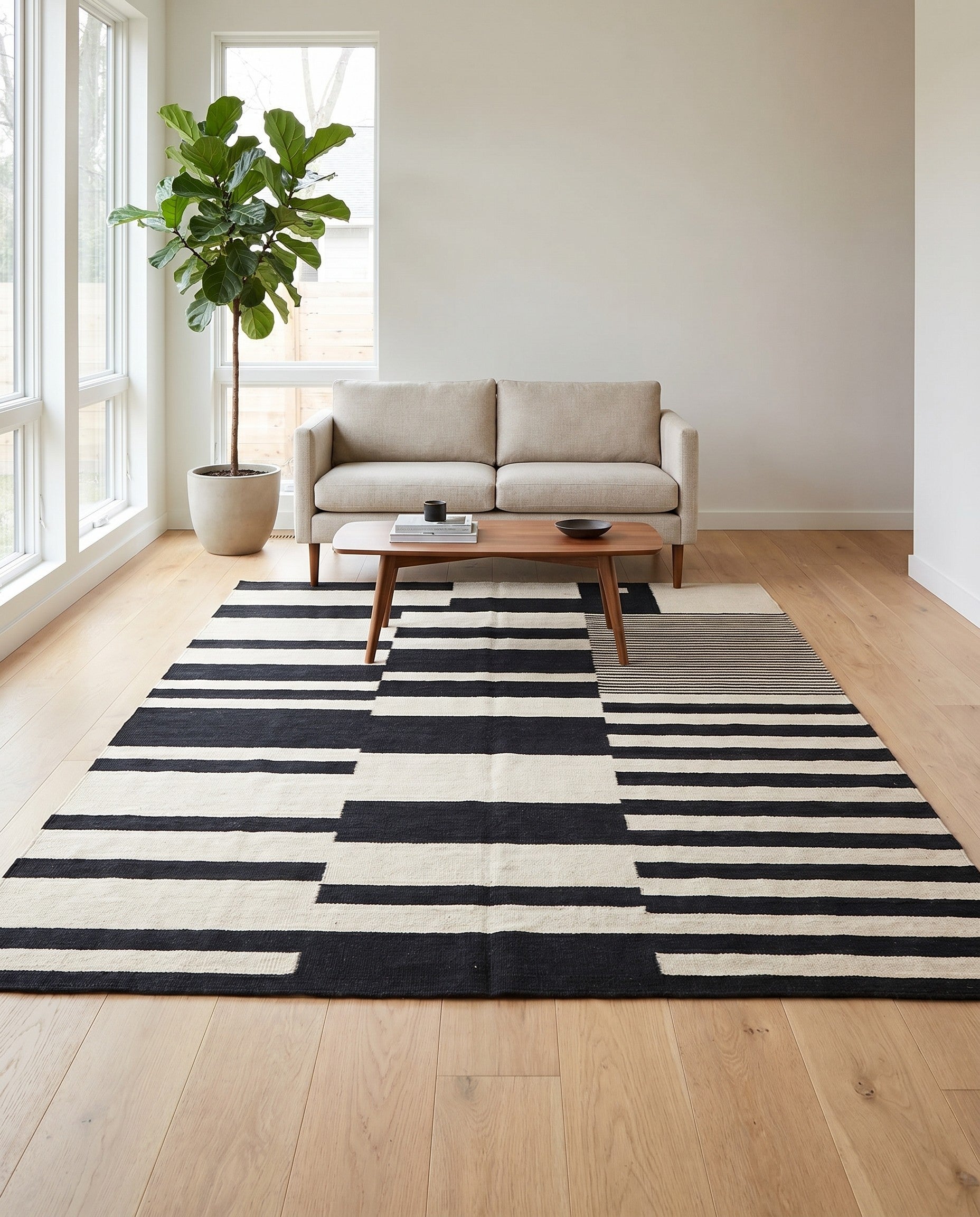 5' 1 x 6' 10 Hand Woven Kilim Modern Wool Rug
