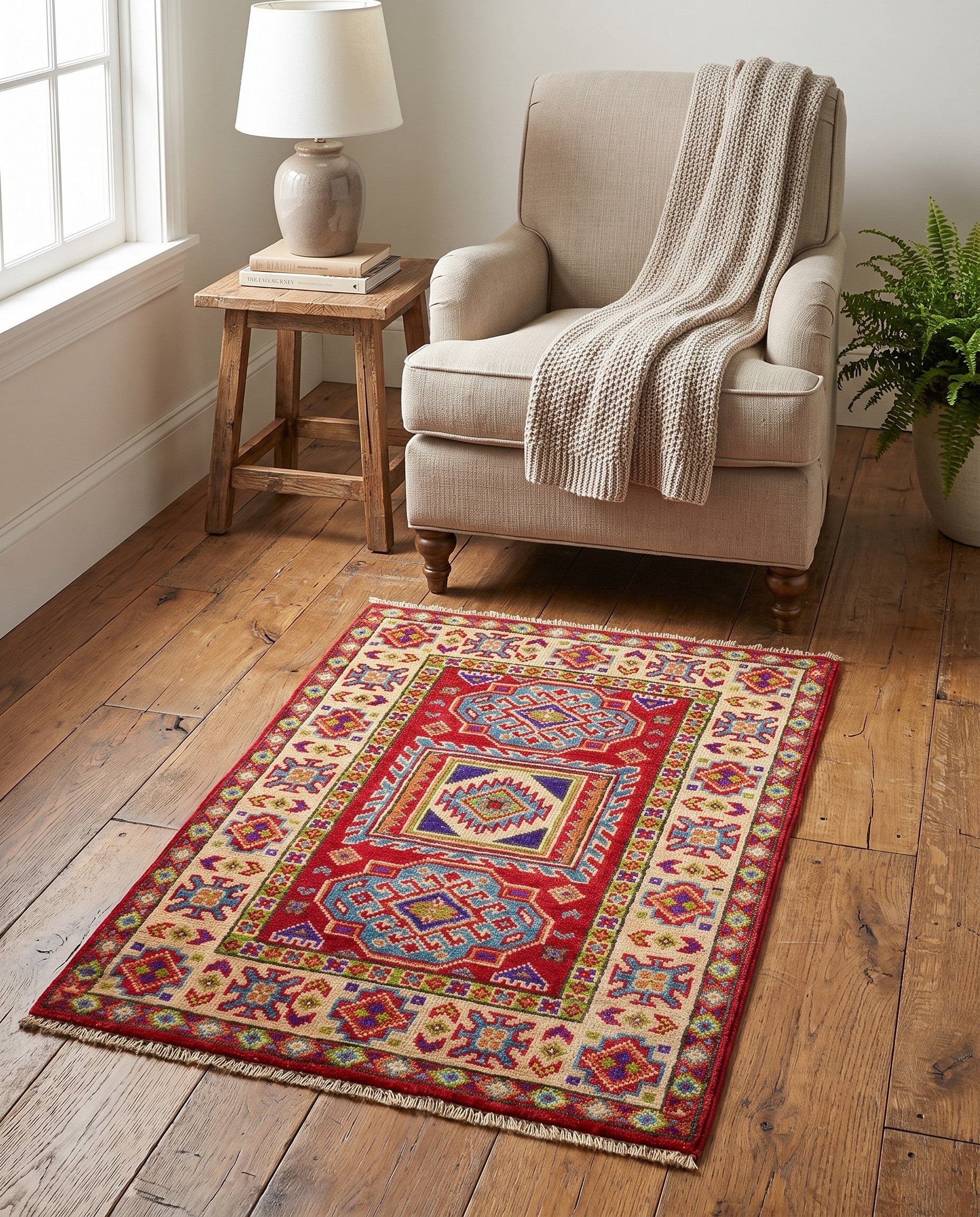 2' x 2' 11 Hand Knotted Kazak Rug