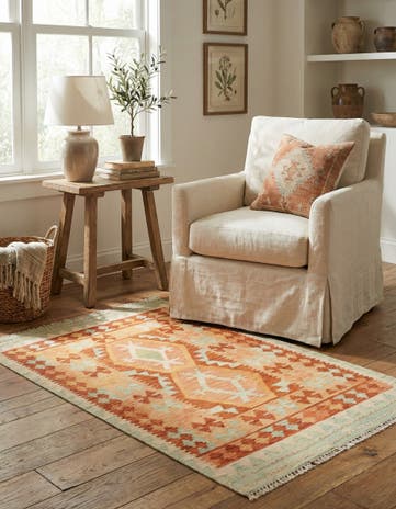 3' x 4' 10 Hand Woven Kilim Waziri Wool Rug