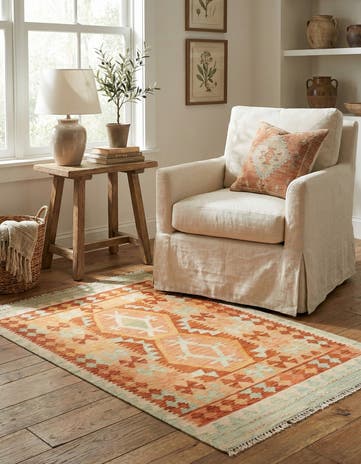 3' x 4' 10 Hand Woven Kilim Waziri Wool Rug