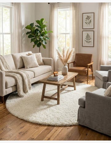 7' 10 x 7' 10 Solid Shag Round Rug