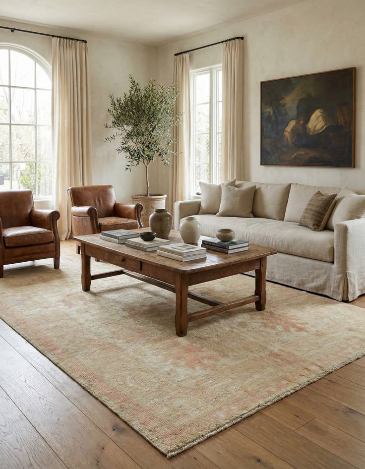 Detail image of 5' 2 x 7' 4 Hand Knotted Oushak Wool Rug