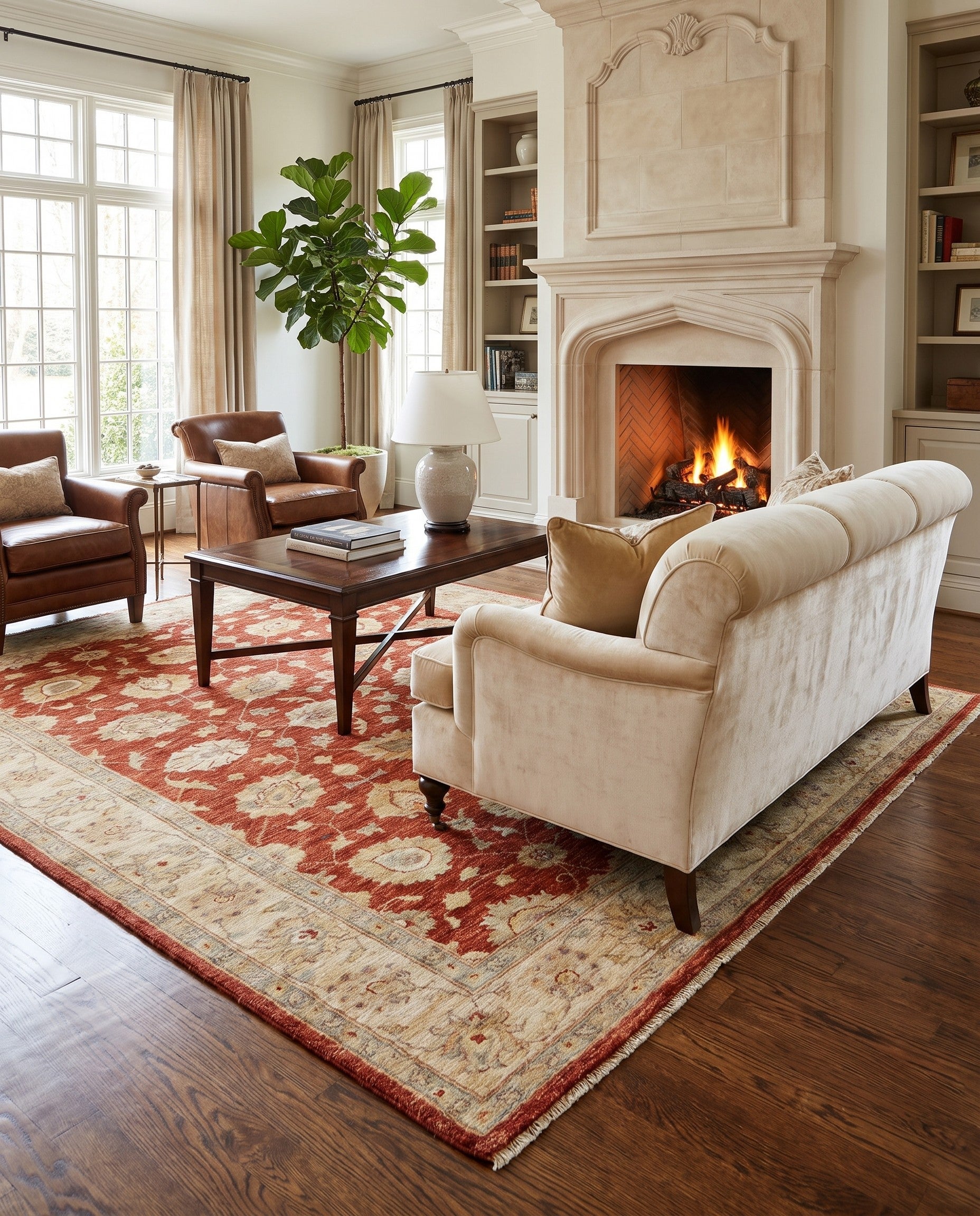 5' 8 x 8' 3 Hand Knotted Ziegler Rug