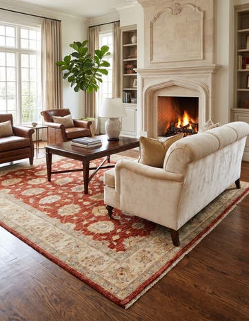 5' 8 x 8' 3 Hand Knotted Ziegler Rug