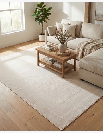 Ivory White Textura Designer Rug