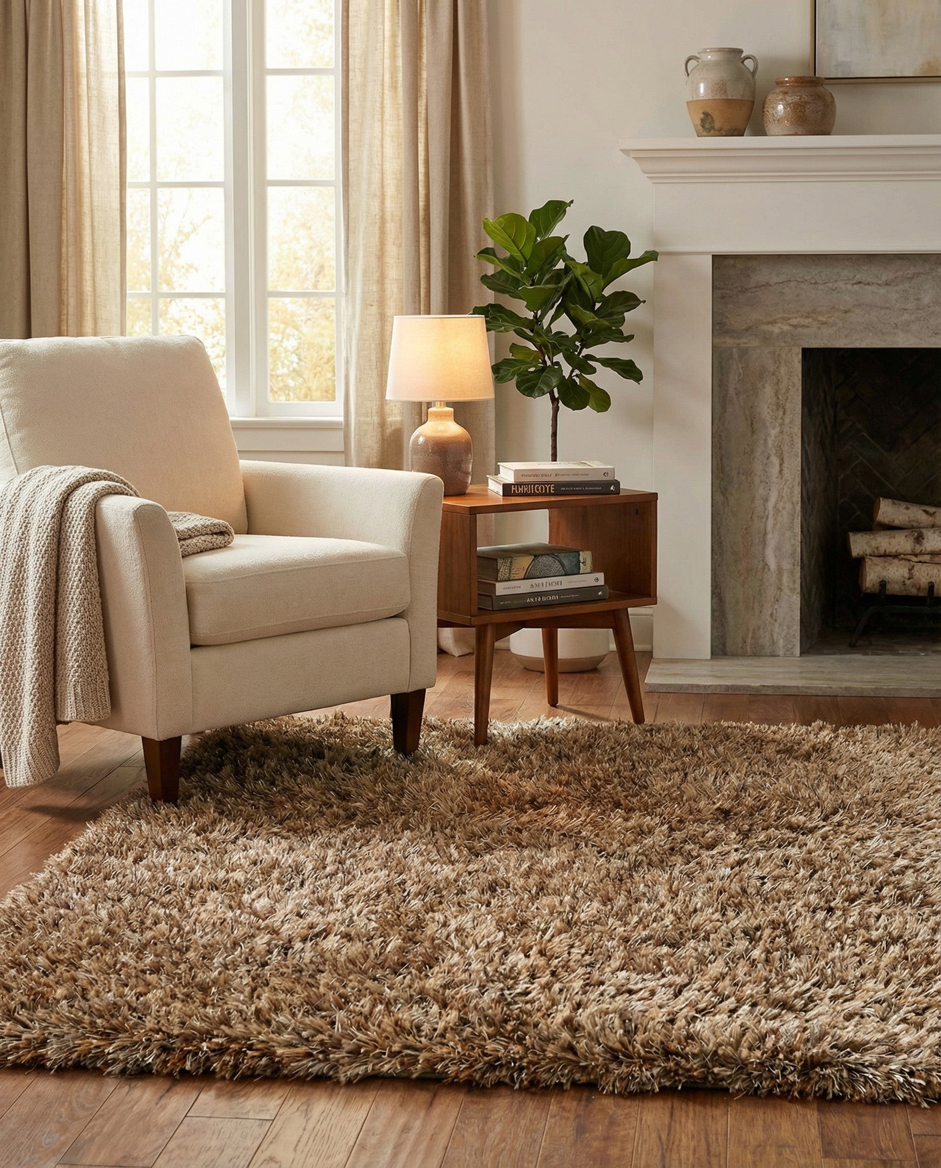 3' 1 x 5' 4 Hand Knotted Solid Shag Oriental Rug