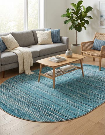 Blue Oasis Oval Rug