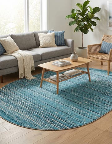 Blue Oasis Oval Rug