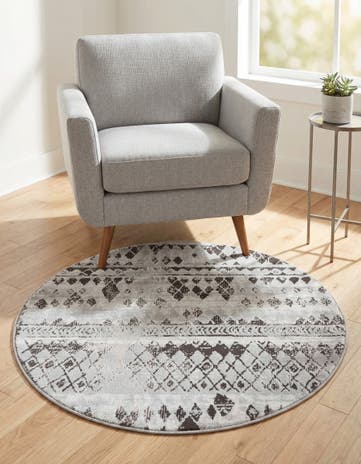 Gray Leipzig Round Rug