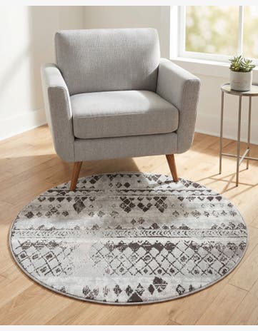 Gray Leipzig Round Rug